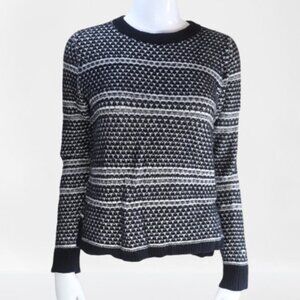 Madewell Black White Fine Knit Crew Neck Pullover Sweater, Small